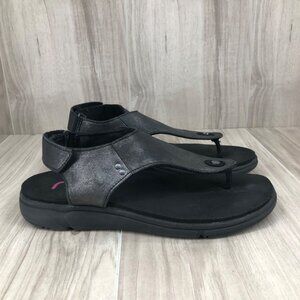 Ryka Sandals Womens 5.5M Margo Black Hook and Loop Thong Flat Shoes